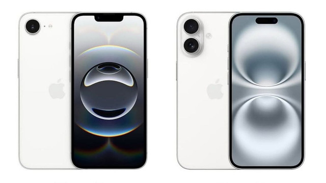 Ilustrasi perbandingan iPhone 16 dan iPhone 16e. Foto: Apple 