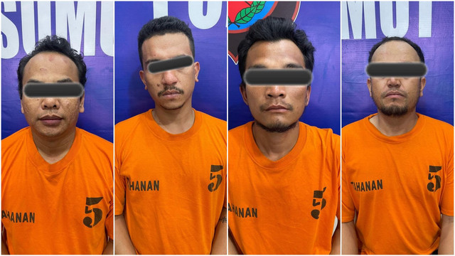 3 polisi gadungan dan 1 pengedar narkoba penjebak korban. Dok: Polres Tanah Karo