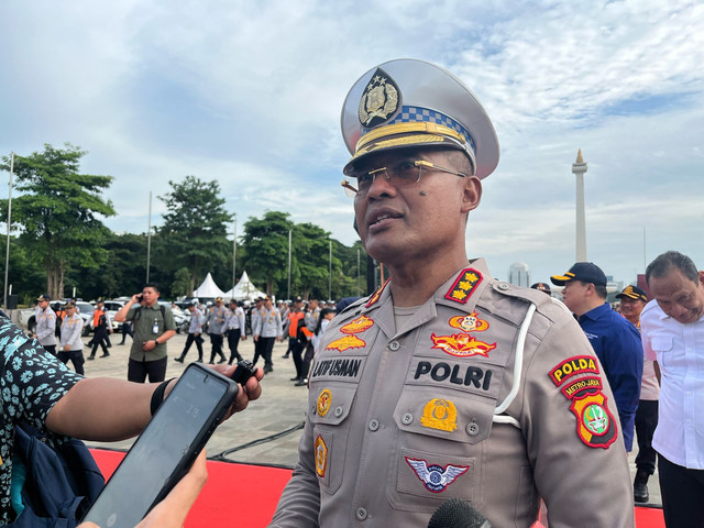 Dirlantas Polda Metro Jaya, Kombes Latif Usman di Lapangan Monas, Jakarta Pusat, Rabu (13/3). Foto: Alya Zahra/kumparan 