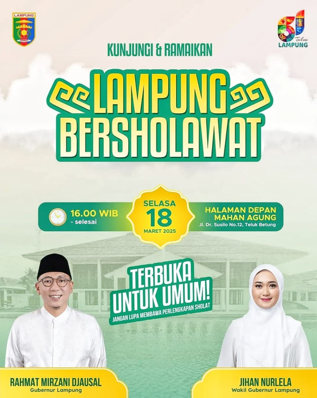 Flayer Lampung bersholawat yang akan di gelar Selasa (18/3) | Foto : Dok. Diskominfotik