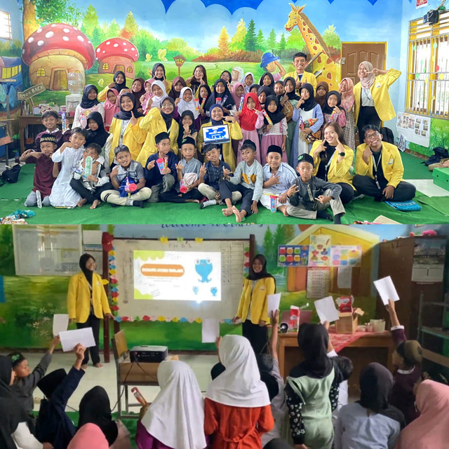 Foto Kegiatan Edukasi Interaktif dengan Pemberian Kuis Seputar Kesehatan Gigi yang diberikan oleh Mahasiswa GIAT 11 UNNES kepada Anak SD Negeri Badran (Sumber: Dokumentasi)