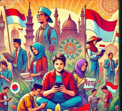 Berikut ilustrasi yang menggambarkan meningkatnya kesadaran politik generasi muda Indonesia, dengan suasana penuh semangat dan keterlibatan aktif dalam kegiatan politik. (Ilustrasi for AI)