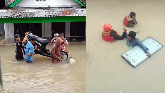 Foto kolase banjir di Kota Manado, Sulawesi Utara, Jumat 21 Maret 2025. (foto: istimewa)