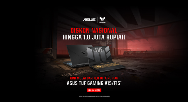 ASUS beri diskon hingga Rp 1,8 juta buat laptop TUF Gaming A15 dan F15 se-Indonesia, harganya kini mulai dari Rp 8 jutaan. Foto: ASUS Indonesia