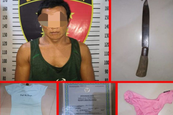 Pelaku pemerkosaan dan barang bukti yang diamankan PPA Polres Muba. Foto : PPA Polres Muba