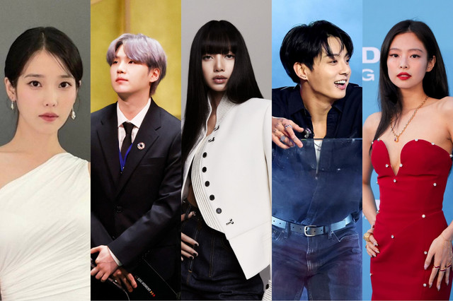 10 Idol K-pop yang Punya Kekayaan Tertinggi, Ada Jungkook sampai IU. Foto: AFP/REUTERS/Instagram @dwlrma