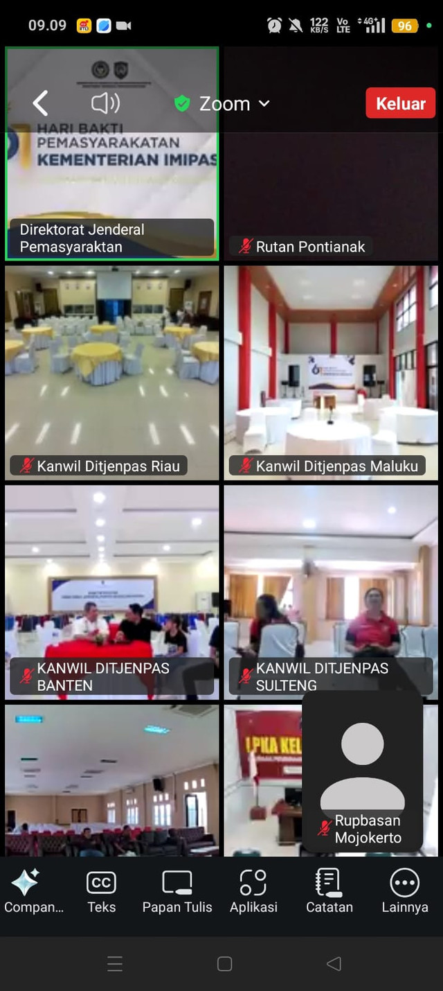 Rupbasan Mojokerto Ikuti Zoom Gladi Bersih Hari Bhakti Pemasyarakatan Ke-61