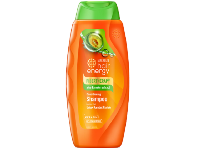 Varian Makarizo Hair Energy dan manfaatnya. Foto adalah Makarizo Fibertherapy Conditioning Shampoo with Aloe & Melon Extract. Sumber; makarizo.com.