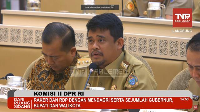 Suasana Raker dan RDP Komisi II DPR RI bersama Mendagri dan sejumlah Gubernur serta Walikota, Selasa (29/4/2025). Foto: YouTube/ TVR Parlemen