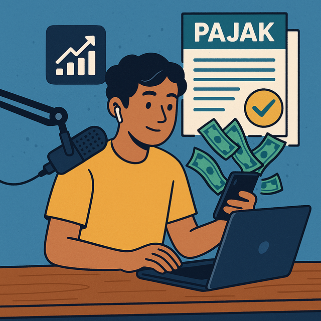 ilustrasi konten creator yang taat akan pajak/AI_ElsyaYunita/
