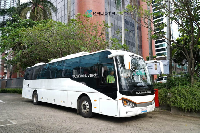 Bus listrik Higer yang diuji coba PO Efisiensi dan Kalista. Foto: Kalista