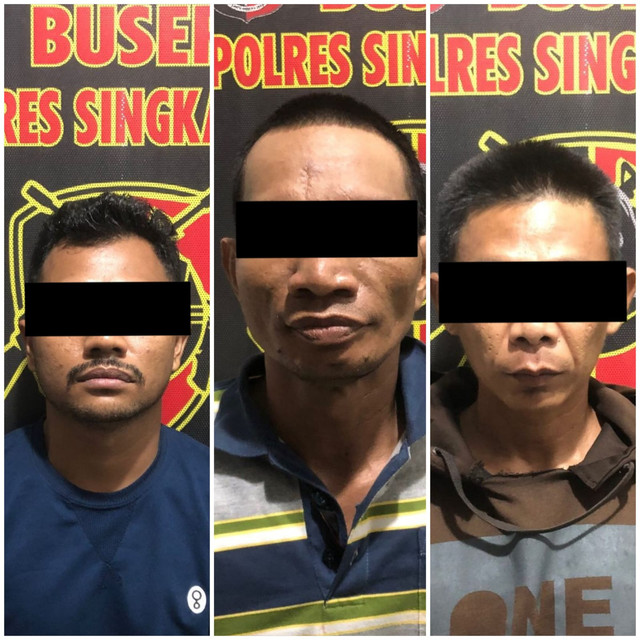 Tiga pelaku penyiraman air keras di Singkawang. Foto: Polres Singkawang