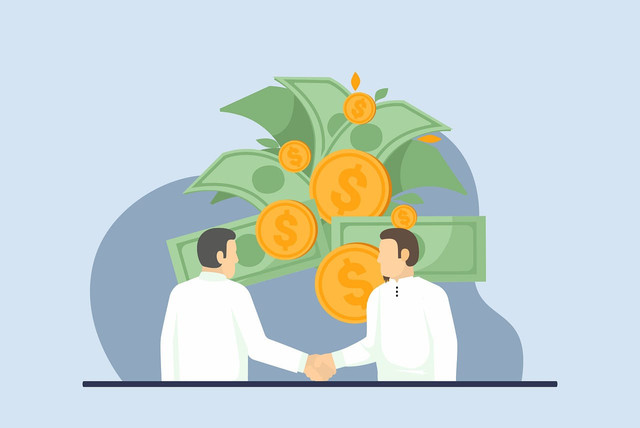 Ilustrasi Gambar vektor yang menampilkan simbol keuangan Islam dengan elemen emas dan representasi Muslim. Sumber ( https://pixabay.com/vectors/gold-finance-muslim-islam-business-7078280/)