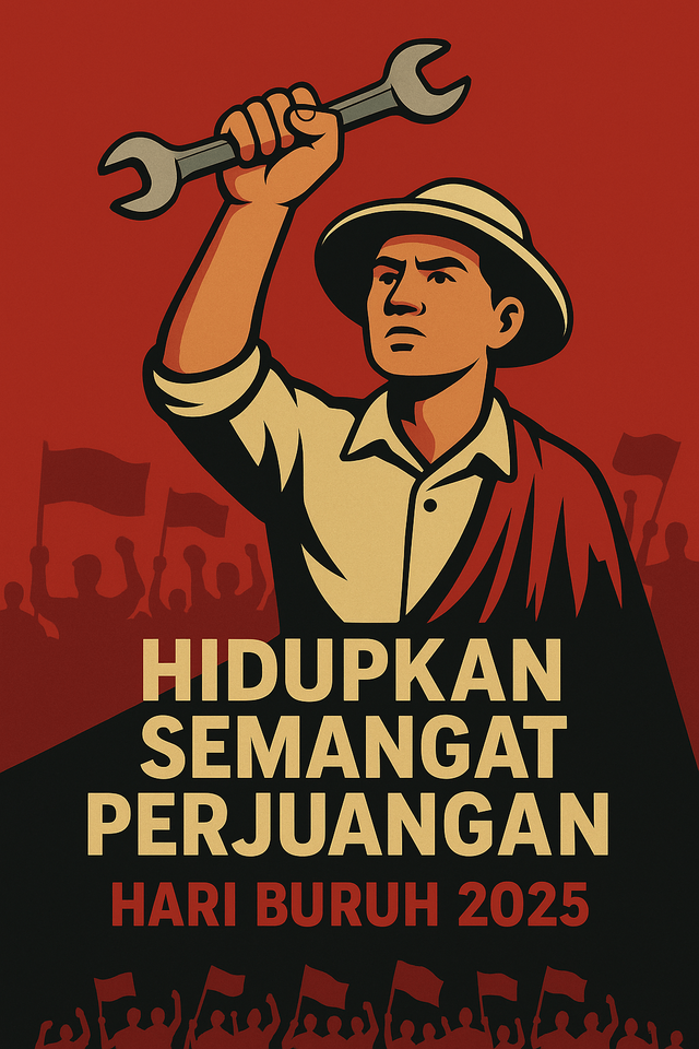 Ilustrasi Poster Hari buruh 2025 (Sumber: AI)