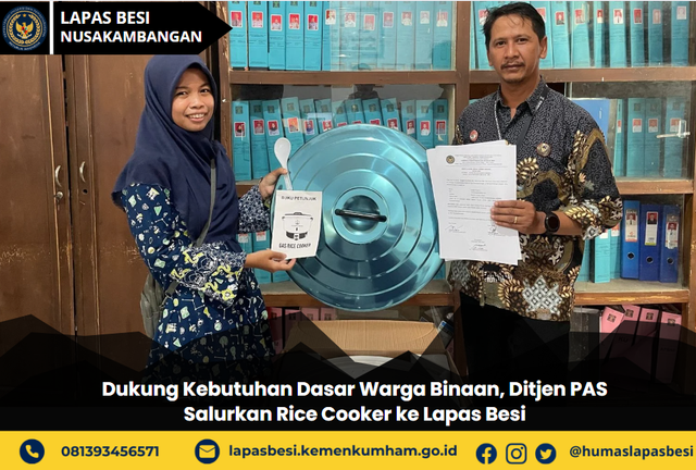 Dukung Kebutuhan Dasar WBP, Ditjen PAS Salurkan Rice Cooker ke Lapas Besi