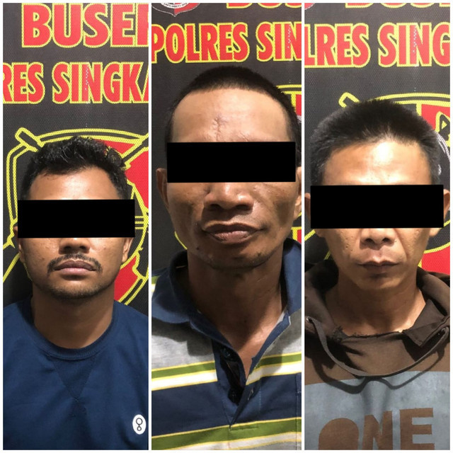 Tiga pelaku penyiraman air keras di Singkawang. Foto: Dok. Polres Singkawang
