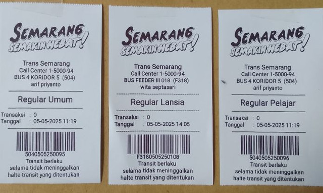 Tiket Rp0 bagi penumpang reguler umum, lansia, dan pelajar pengguna BRT Trans Semarang pada 2-8 Mei 2025. (Foto: Mohamad Jokomono)