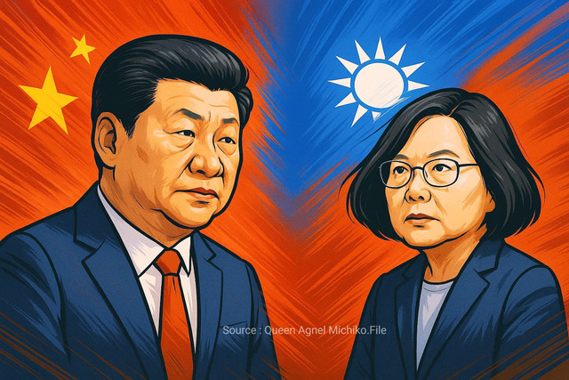 Ilustrasi politik identitas Taiwan di tengah tekanan China (Foto : Queen Agnel Michiko/Kumparan)