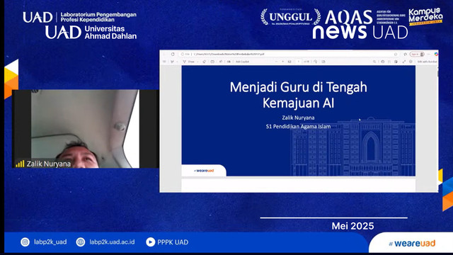 Penyampaian Materi oleh Zalik Nuryana M.Pd.I., Ph.D pada Seminar Hasil PLP Universitas Ahmad Dahlan (UAD) (Foto Faiq)