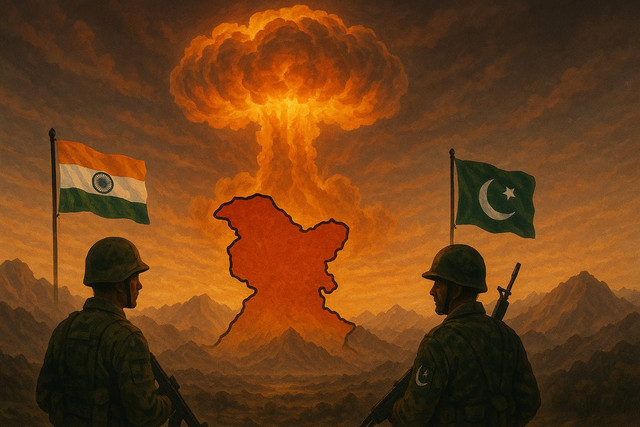 Ilustrasi: Perang Nuklir India-Pakistan. Sumber: ChatGPT