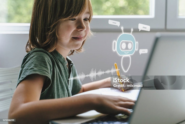 Ilustrasi Anak menggunakan sistem AI Chatbot di komputer atau aplikasi seluler. Percakapan chatbot, teknologi Ai Artificial Intelligence. (Sumber: https://www.istockphoto.com/id/foto/anak-menggunakan-sistem-ai-chatbot-di-komputer-atau-aplikasi-seluler-percakapan-gm1575986199-528317778?utm_source=pixabay&utm_medium=affiliate&utm_campaign=sponsored_image&utm_content=srp_topbanner_media&utm_term=ai+dan+sekolah)