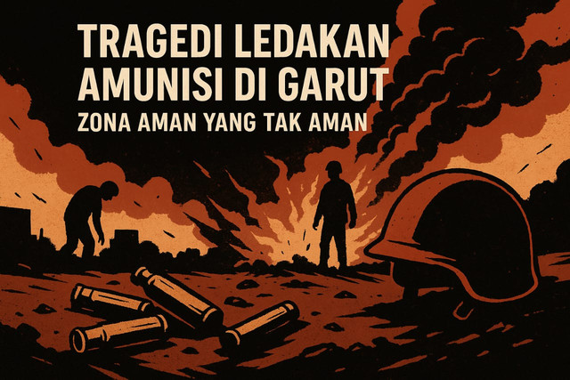 Keterangan Gambar: Ilustrasi Ledakan Amunisi di Garut adalah koleksi pribadi yang dibuat dengan Open AI