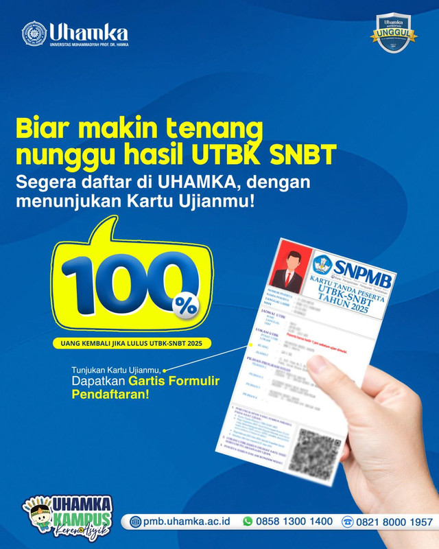 Universitas Muhammadiyah Prof. DR. HAMKA Beri Free Formulir, Gunakan Kartu UTBK. Dokumentasi Uhamka