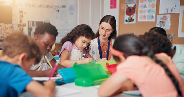Ilustrasi siswa berdiskusi (sumbet: https://www.istockphoto.com/id/foto/menulis-mendidik-dan-guru-membantu-anak-anak-di-kelas-untuk-pengembangan-pembelajaran-gm2209704968-626803510)