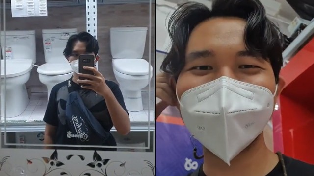 Masker putus. (Foto: @putrantoooo/TikTok)