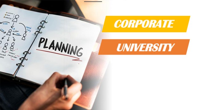 ilustrasi foto corporate university. Powerpoint