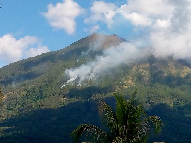 Keterangan foto: Titik api muncul dari area lereng gunung Ile Boleng. Foto : Istimewa