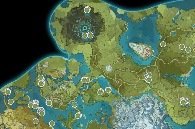 Lokasi Katak di Dunia Tevyat. (Foto: Tangkapan Layar Map Genshin Impact)