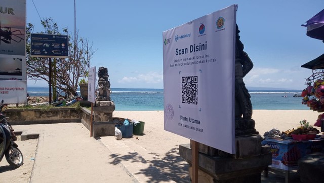 Aplikasi Peduli Lindungi di Pantai Sanur, Denpasar, Bali - IST