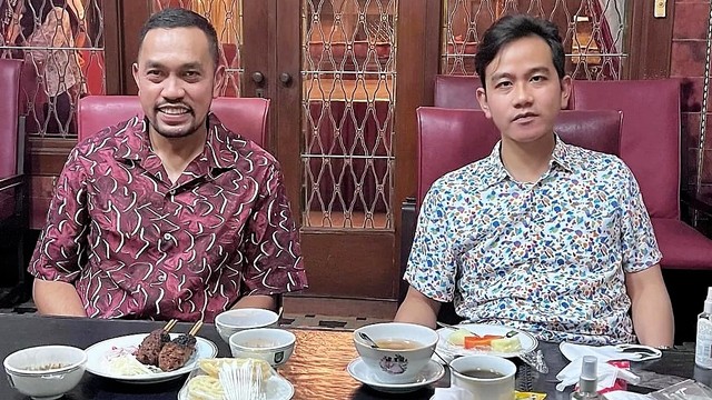 Wakil Ketua Komisi III DPR RI Ahmad Sahroni (kiri) dan Wali Kota Solo Gibran Rakabuming Raka. FOTO: Dok Instagram @ahmadsahroni88 