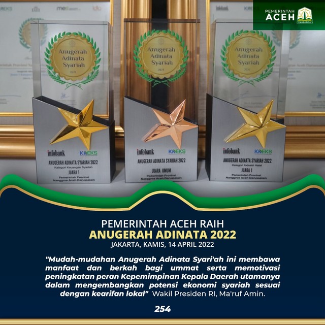 Pemerintah Aceh Juara Umum Anugerah Adinata Syariah 2022 (86760)