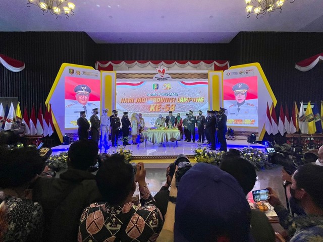 Peringatan hari jadi Provinsi Lampung sekaligus Kick Off Gerakan Nasional BBI, Kamis (17/3/2022) | Foto: Roza Hariqo/Lampung Geh