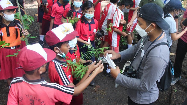 Siswa SD di Jembrana, Bali saat acara menjelajah hutan - IST