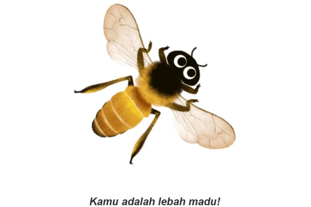 Ilustrasi karakter hewan lebah madu dalam kuis Hari Bumi di Google. Foto: tangkapan layar