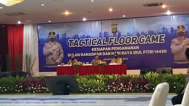 Acara Tactical Floor Game Kesiapan Pengamanan Bulan Ramadhan dan Hari Raya Idul Fitri 1443 H di Polda Metro Jaya, Kamis (31/3/2022). Foto: Jonathan Devin/kumparan