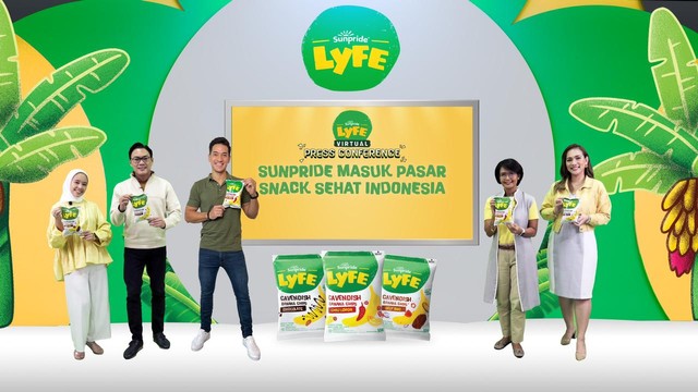 Peluncuran virtual snack pisang Sunpride. Foto: Dok. Sunpride