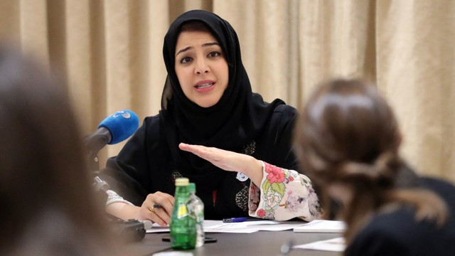 Menteri Negara Kerja Sama Internasional Uni Emirat Arab (UEA) Reem Al-Hashemy. Foto: KARIM SAHIB / AFP