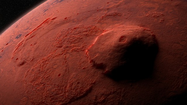 Ilustrasi 3D Olympus Mons. Foto: Dotted Yeti/shutterstock