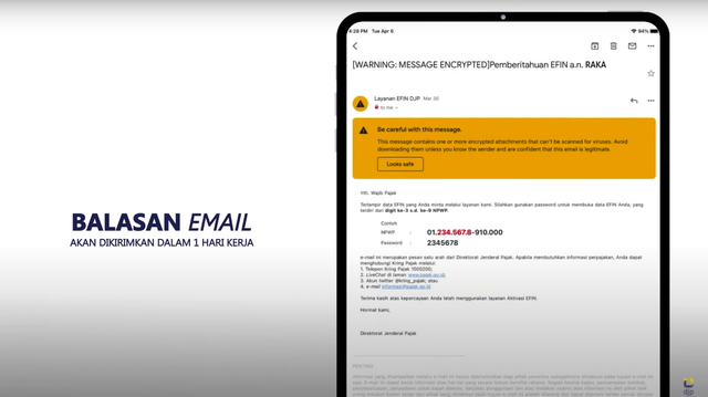 Ilustrasi mendapatkan nomor EFIN pajak melalui email. Foto: Tangkapan Layar Direktorat Jenderal Pajak
