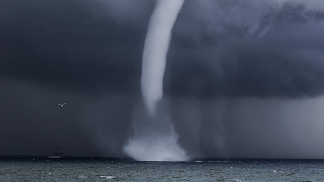 Ilustrasi fenomena cuaca puting beliung waterspout. Foto: Minerva Studio/Shutterstock