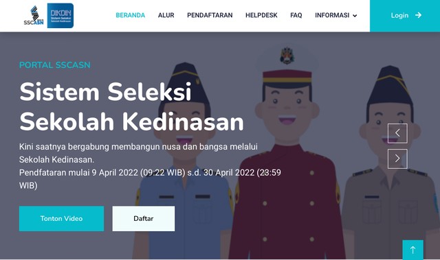 Ilustrasi sistem seleksi sekolah kedinasan. Foto: https://dikdin.bkn.go.id/.