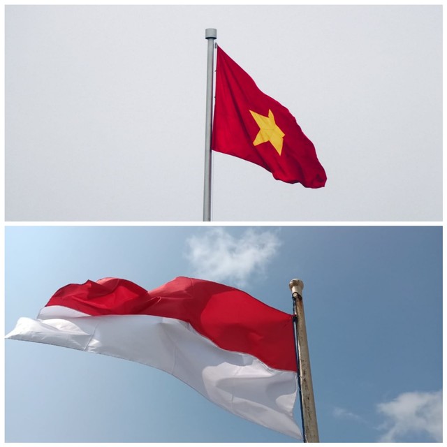 Gambar bendera Indonesia dan Vietnam, Sumber :  Pexels