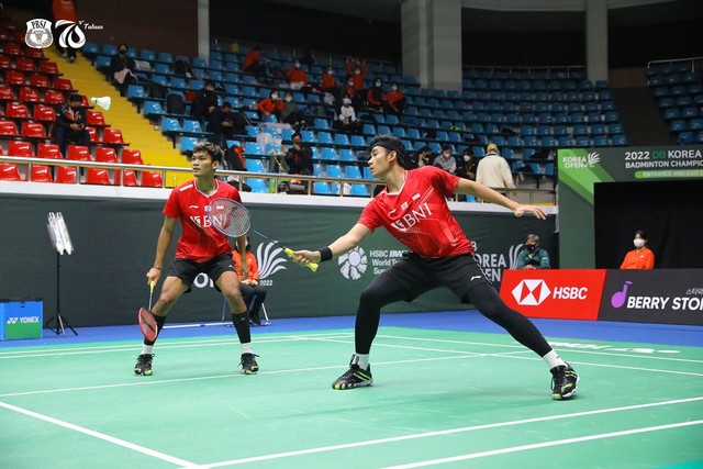 Bagas Maulana/Muhammad Shohibul Fikri (Bagas/Fikri) di Korea Open 2022. Foto: Dok PBSI