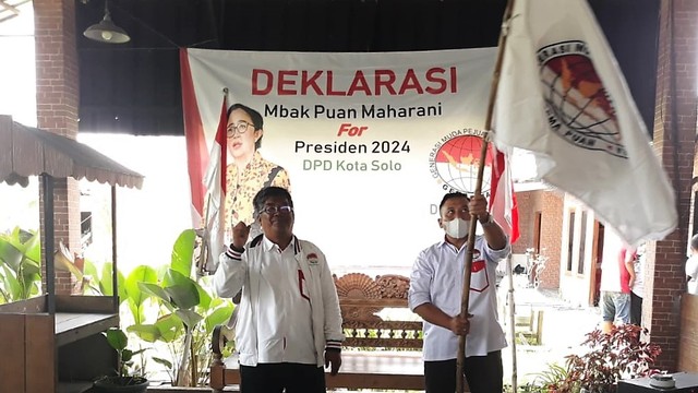 Deklarasi dukungan Gema Puan untuk Puan Maharani sebagai Capres 2024 di Karangasem, Solo, Minggu (20/03/2022). FOTO: Tara Wahyu  