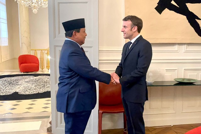 Menteri Pertahanan Indonesia Prabowo Subianto Bertemu dengan Presiden Prancis Emmanuel Macron Foto: Dok. Biro Humas Setjen Kemhan