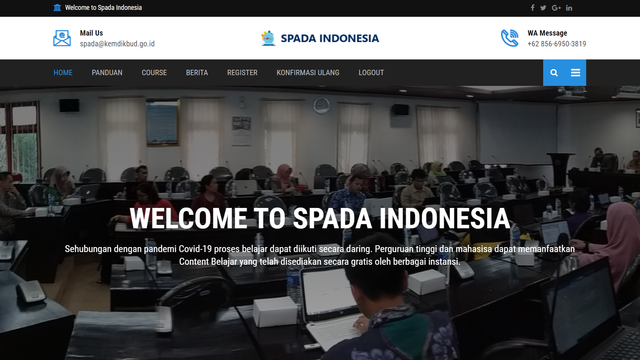 Homepage SPADA Indonesia (Sumber: Dokumen Pribadi)